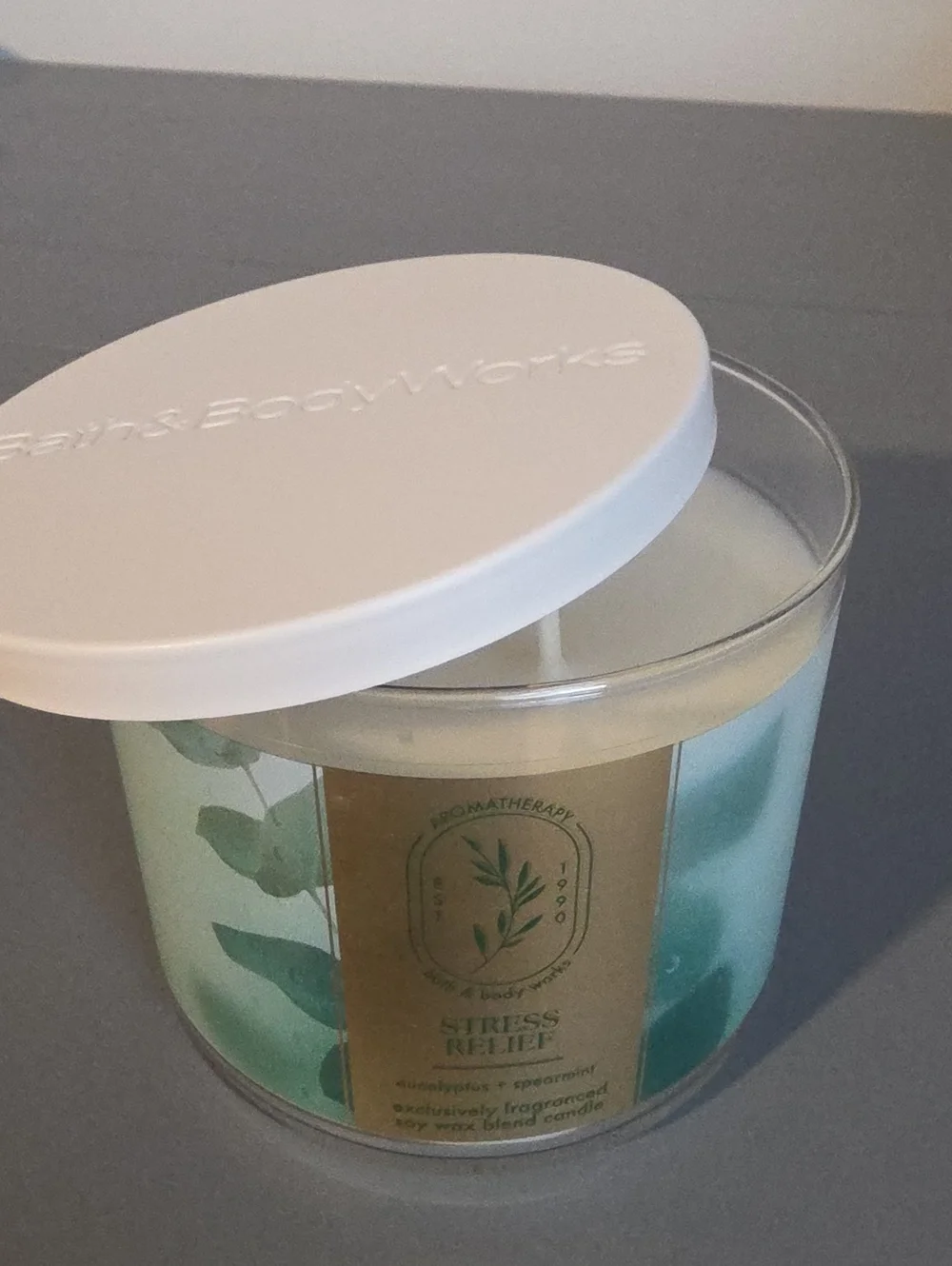 BATH & BODY WORKS NWT Stress Relief Eucalyptus + Spearmint 3-wick Candle